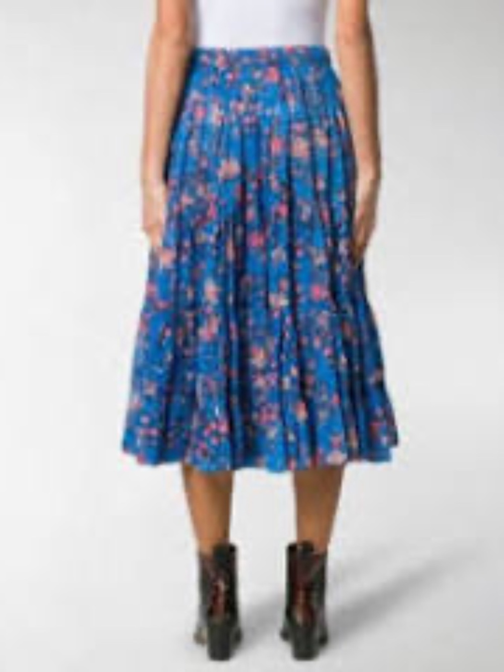Isabel Marant Etoile Blue Floral Tiered Midi Skirt Elfa size 36